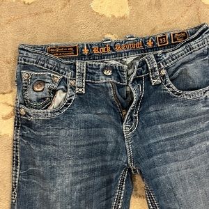 RocK Revival mens bootcut jeans
Waist:  33"
Inseam: 33"